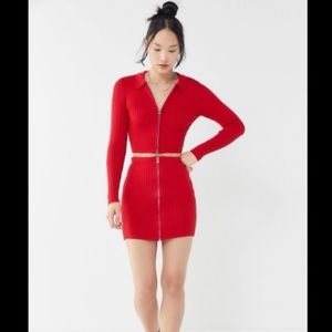 UO knit zip through skirt